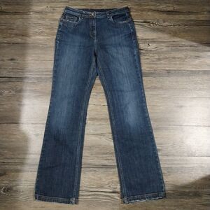 Faconnable Vintage Y2K Flare Wide Leg High Rise Denim Jeans Size 8 Dark Jeans